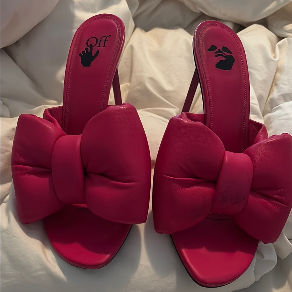 Off-White Fuchsia Bow Mules